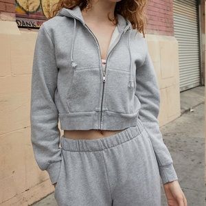 Heather Grey Crystal Hoodie Brandy Melville
